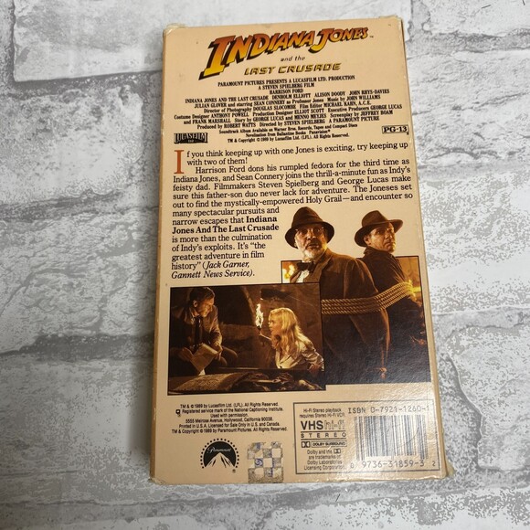 Indiana Jones and the Last Crusade Harrison Ford Sean Connery 1990 VHS Classic - Picture 3 of 3